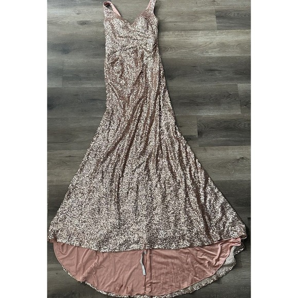 alfred angelo Peachy Sequence Prom/bridesmaid/formal high low hem dress size 2 - Picture 3 of 7